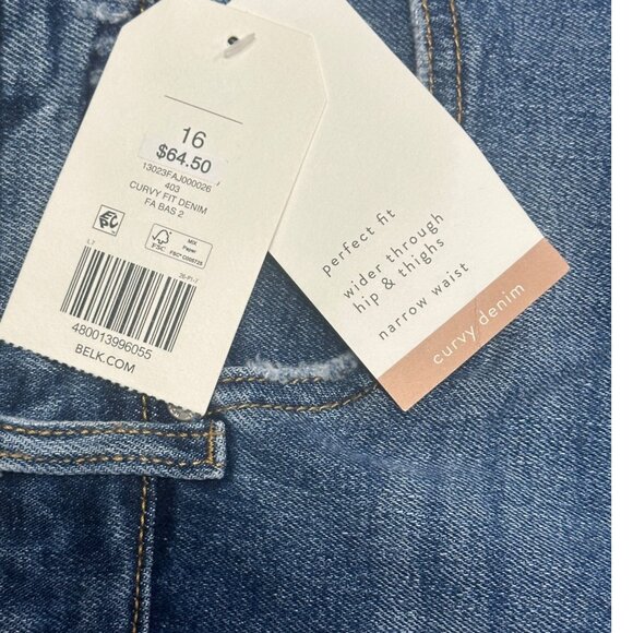 Wonderly  Womens 16R Curvy Vintage Straight Cropped Jeans High Rise Denim Slim - Picture 12 of 16